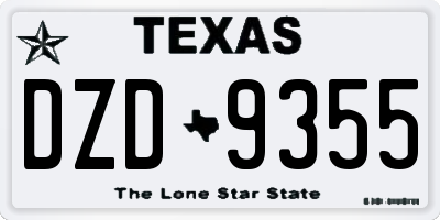 TX license plate DZD9355