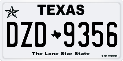 TX license plate DZD9356