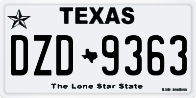 TX license plate DZD9363