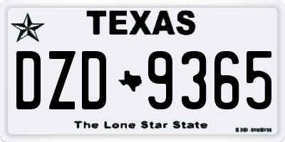 TX license plate DZD9365
