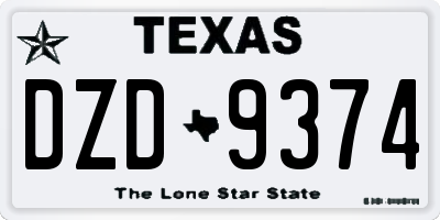 TX license plate DZD9374