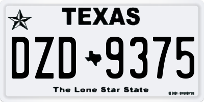 TX license plate DZD9375