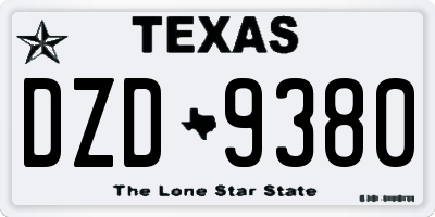 TX license plate DZD9380