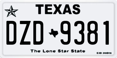 TX license plate DZD9381