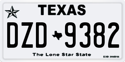 TX license plate DZD9382