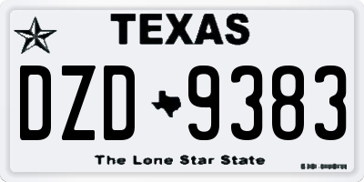 TX license plate DZD9383