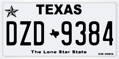 TX license plate DZD9384