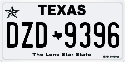 TX license plate DZD9396