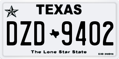 TX license plate DZD9402