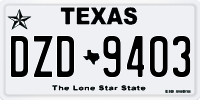 TX license plate DZD9403
