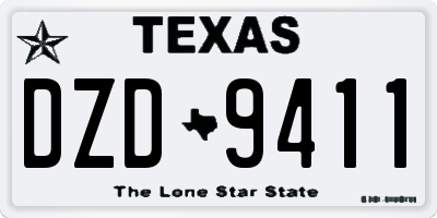 TX license plate DZD9411
