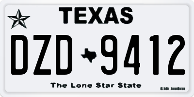 TX license plate DZD9412