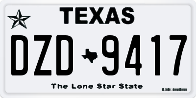 TX license plate DZD9417