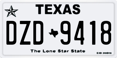 TX license plate DZD9418