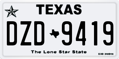 TX license plate DZD9419