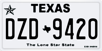 TX license plate DZD9420