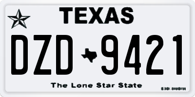 TX license plate DZD9421