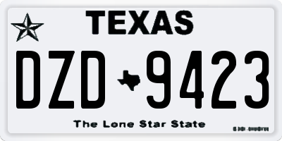TX license plate DZD9423