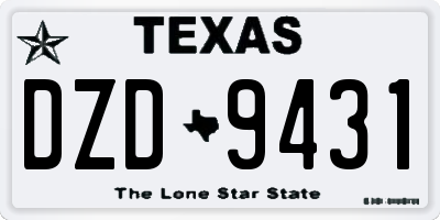 TX license plate DZD9431