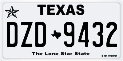 TX license plate DZD9432