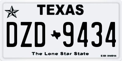 TX license plate DZD9434
