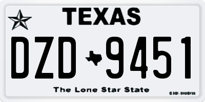 TX license plate DZD9451