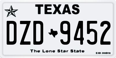 TX license plate DZD9452