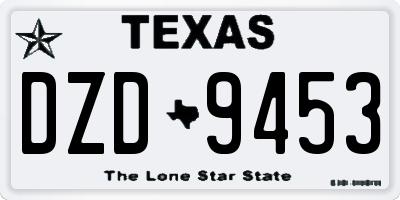 TX license plate DZD9453