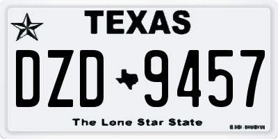 TX license plate DZD9457