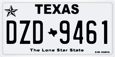 TX license plate DZD9461