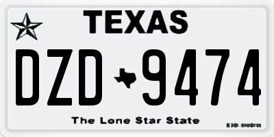 TX license plate DZD9474