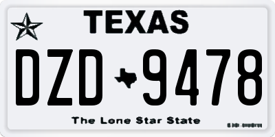 TX license plate DZD9478