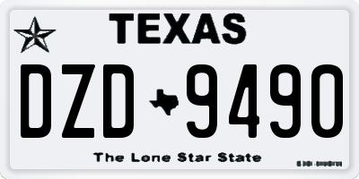TX license plate DZD9490