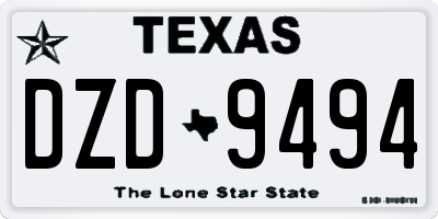 TX license plate DZD9494