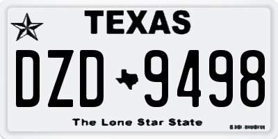 TX license plate DZD9498