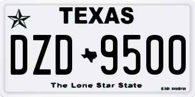 TX license plate DZD9500