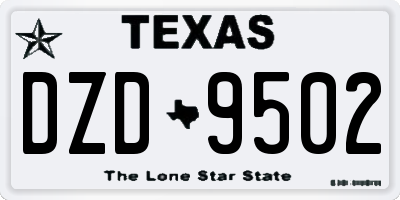 TX license plate DZD9502