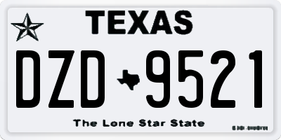 TX license plate DZD9521