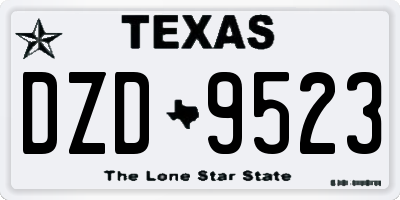 TX license plate DZD9523