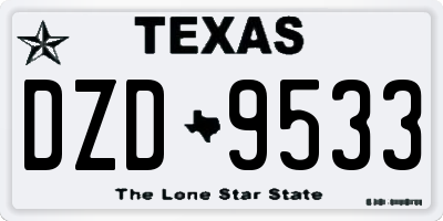 TX license plate DZD9533