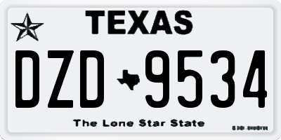 TX license plate DZD9534