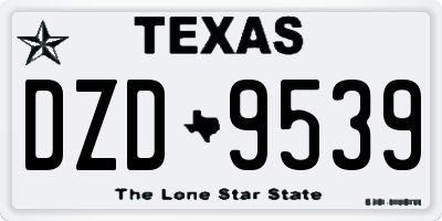 TX license plate DZD9539