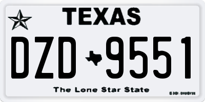 TX license plate DZD9551