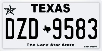 TX license plate DZD9583