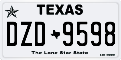 TX license plate DZD9598