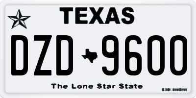 TX license plate DZD9600