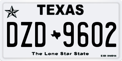 TX license plate DZD9602