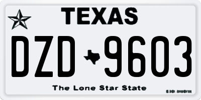 TX license plate DZD9603