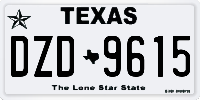 TX license plate DZD9615
