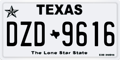 TX license plate DZD9616